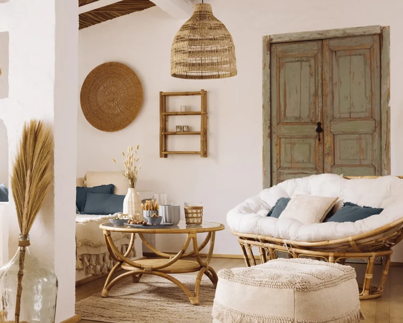 Banquette Mamasan 2 places en rotin tressé