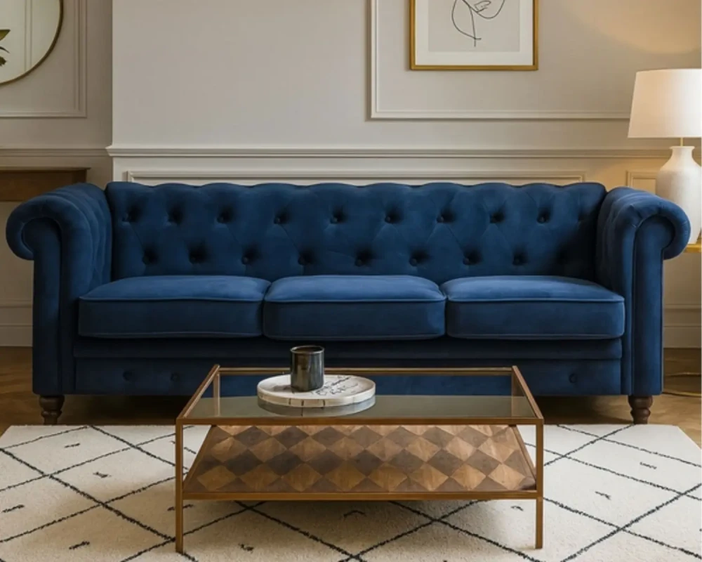 CANAPE CHESTEFIELD BLEU