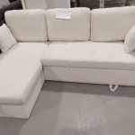 Canapé d’angle convertible_reversible avec coffre – 3 places – Bouclettes – Blanc