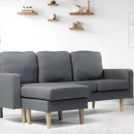 Canapé d’angle réversible en tissu « Gabby » – 3 places – Gris