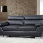 Canapé fixe en cuir reconstitué et PVC « Dallas » – 210 X 88 X 90 cm – 3 places – Noir