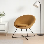 Fauteuil Evan velours pieds noirs ocre