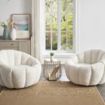fauteuil-coquillage-pivotant-tissu-bouclette-blanc-cossato