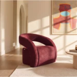 Fauteuil LUCIOTA Maison Céphy en tissu chenille bordeaux au design élégant pour salon moderne
