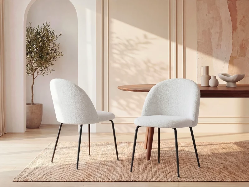 Revêtement bouclette blanc chaise MELBOURNE