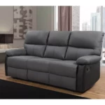 Canapé relax Lincoln 3 places noir et gris foncé avec assise confortable pour salon moderne